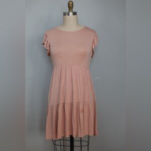 Light pink knit tiered dress